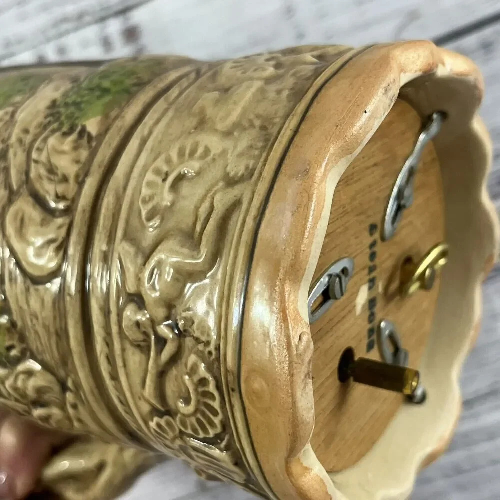 Vintage Ceramic German Beer Stein Swiss Music Box 9.5” Tall Working
